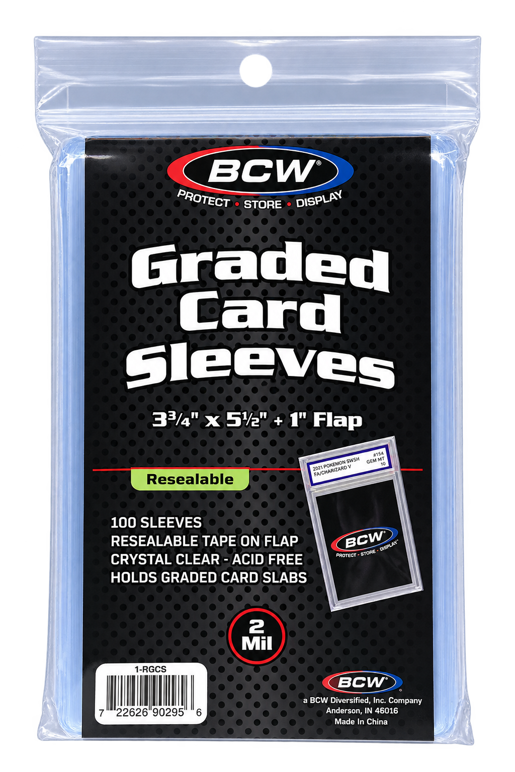 BCW Resealable Graded Card Sleeves – 100 Count